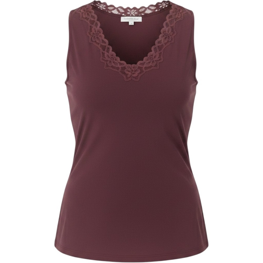 Coldwater Creek Lace Trim Tank PM Burgundy Soft Goth Cottagecore Layered Capsule